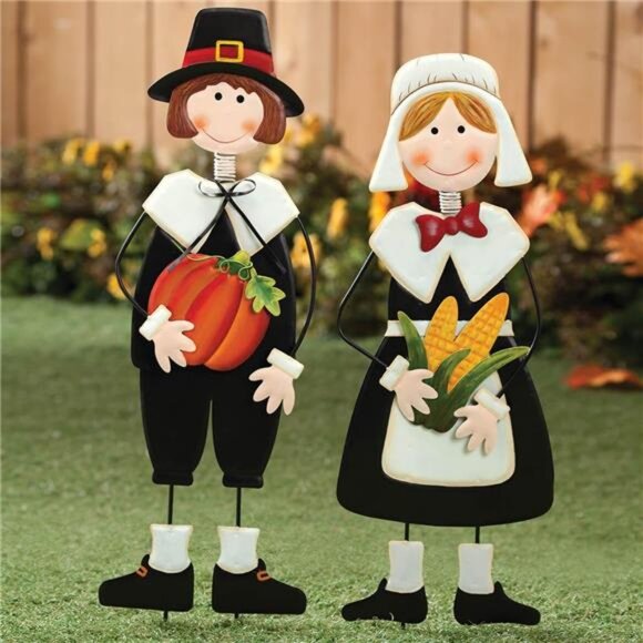 Pilgrim Boy and Girl Metal Lawn Stakes Set - Picture 2 of 4